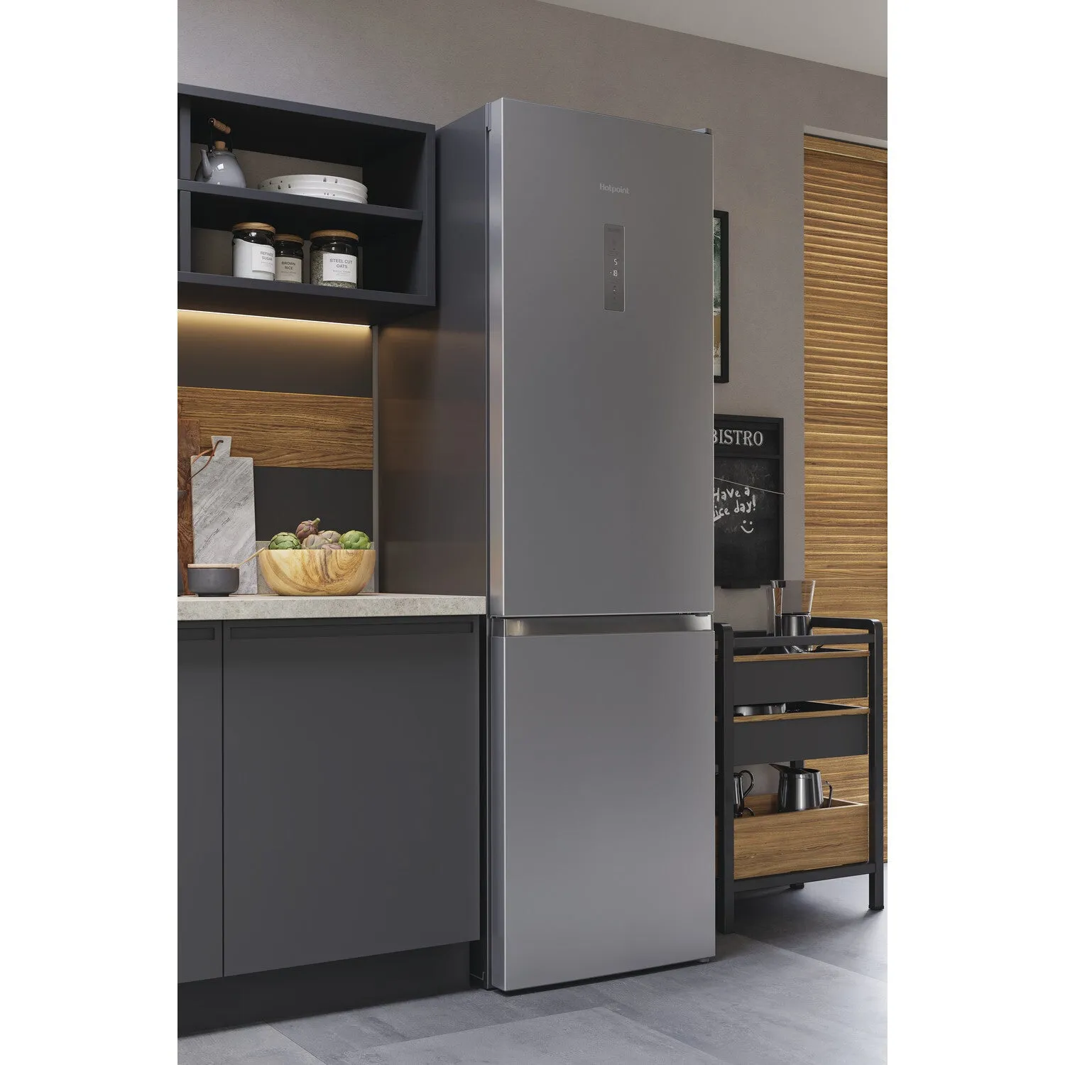 Hotpoint H9X 94T SX Freestanding 367L Fridge Freezer - Graphite, C Rated
