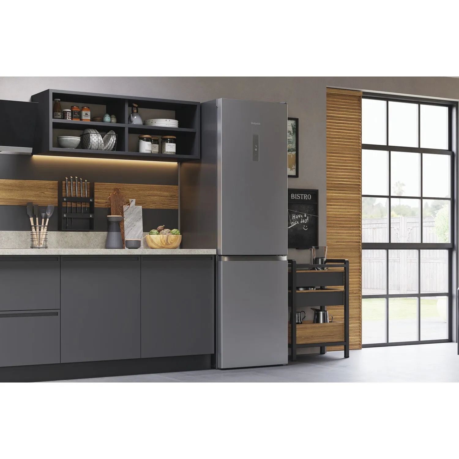Hotpoint H9X 94T SX Freestanding 367L Fridge Freezer - Graphite, C Rated