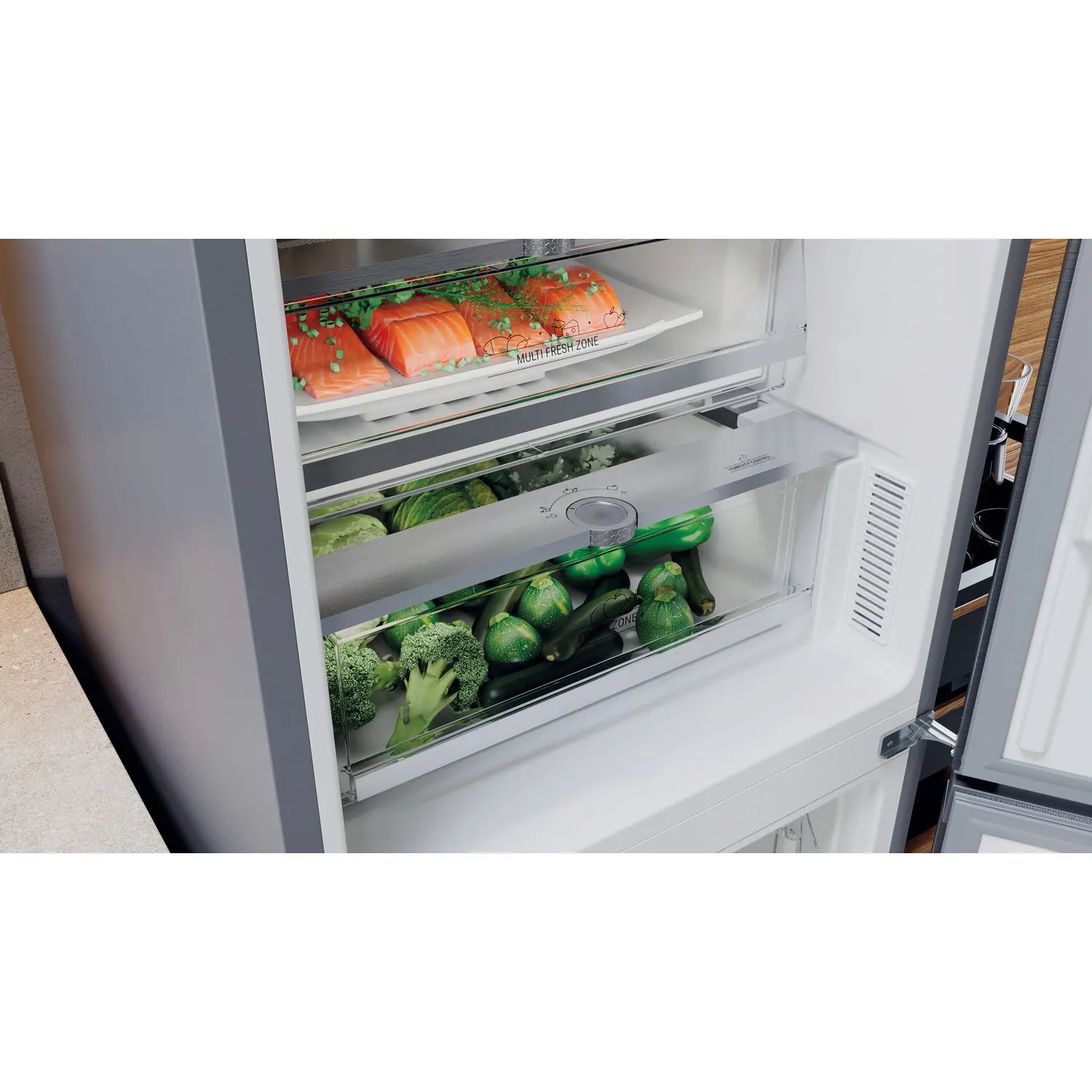 Hotpoint H9X 94T SX Freestanding 367L Fridge Freezer - Graphite, C Rated