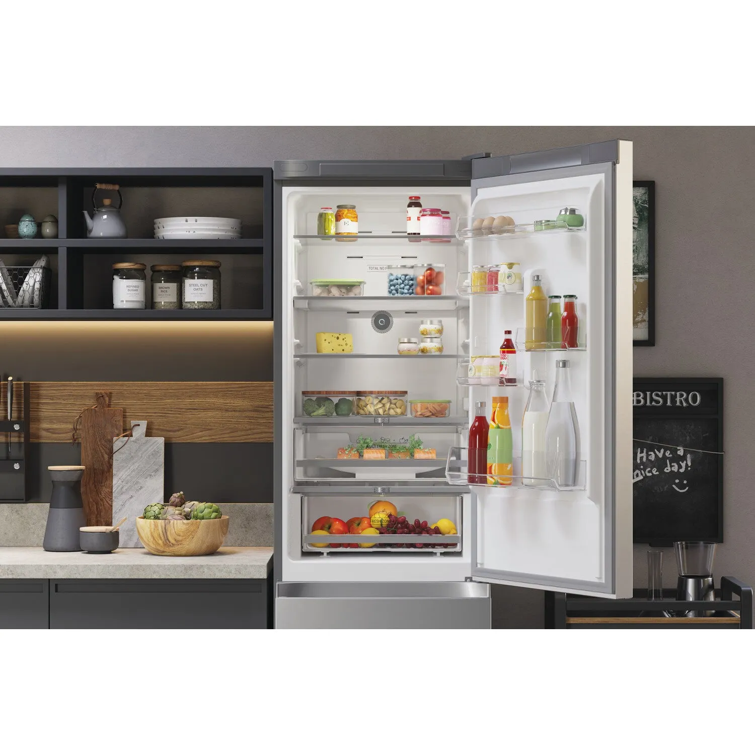 Hotpoint H9X 94T SX Freestanding 367L Fridge Freezer - Graphite, C Rated