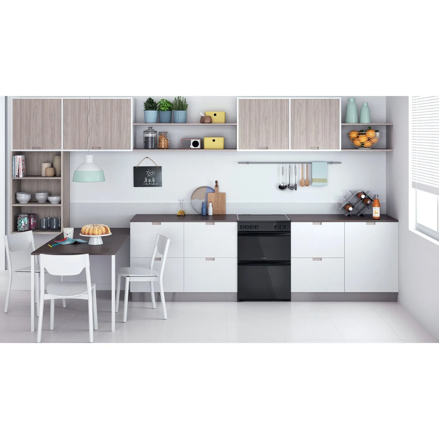Indesit ID67V9KMB/UK Freestanding Electric Ceramic Cooker - Black