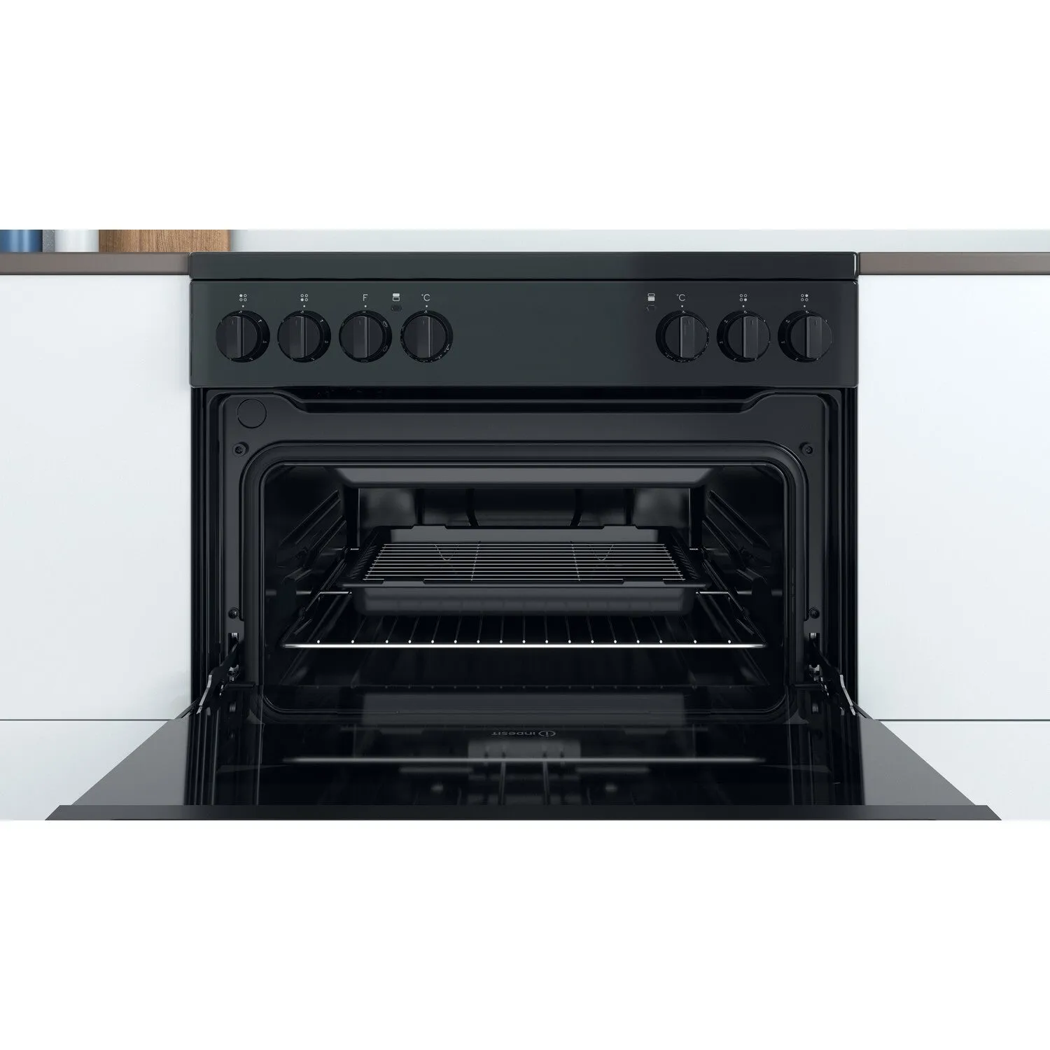 Indesit ID67V9KMB/UK Freestanding Electric Ceramic Cooker - Black