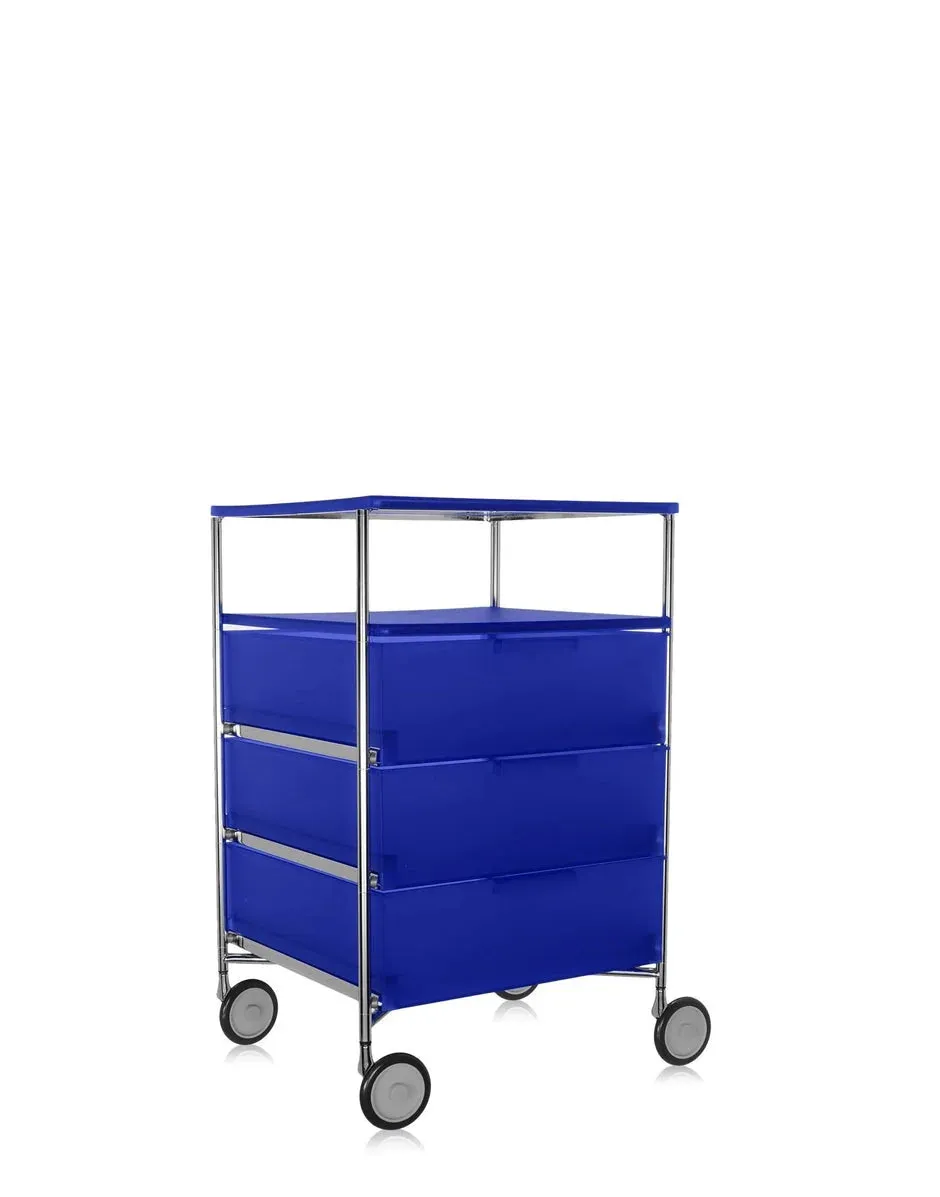 Kartell Mobil 3 Drawers And 1 Shelf With Wheels, Cobalt Blue