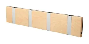 Loca Knax Horizontal Coat Rack 4 Hooks, Maple Oiled/Grey
