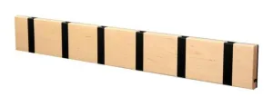 Loca Knax Horizontal Coat Rack 6 Hooks, Birch Untreated/Black