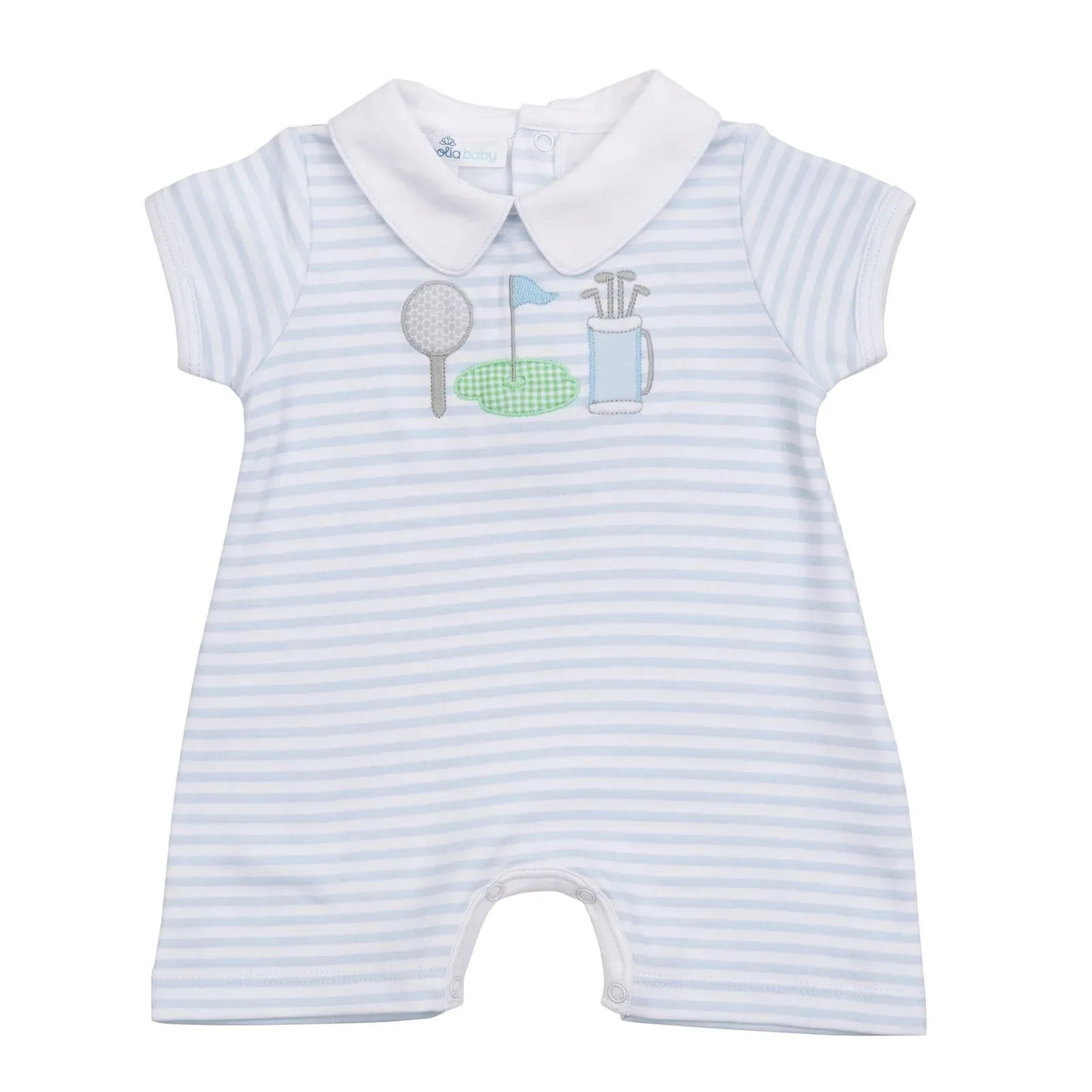 Magnolia Baby Putting Green Applique Collared Short Playsuit