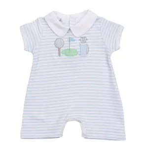 Magnolia Baby Putting Green Applique Collared Short Playsuit