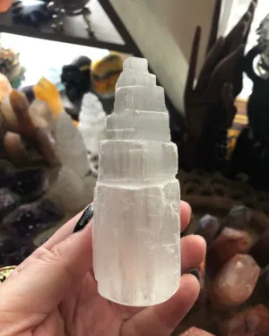 Medium Selenite Tiered Standing Tower