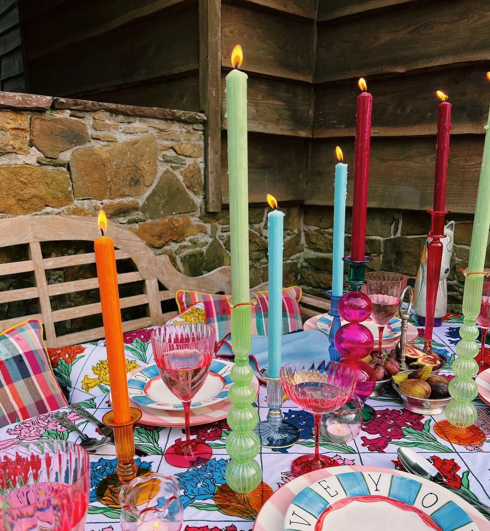 Moss and Marigold Piped Candle Holder