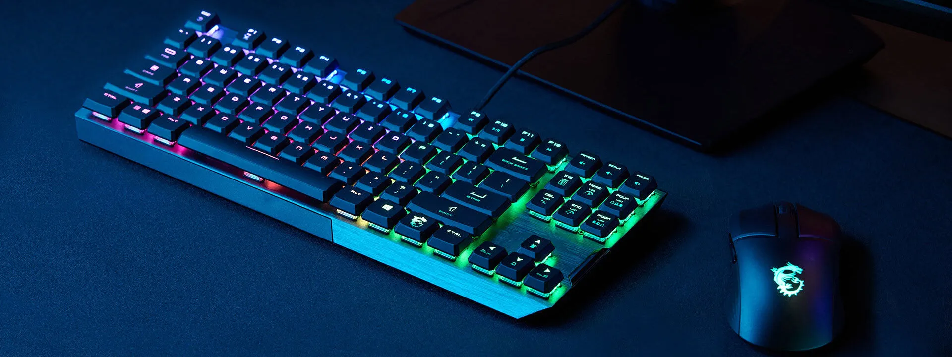 MSI VIGOR GK50 LOW PROFILE TKL Mechanical Gaming Keyboard 'UK-Layout, KAILH Low-Profile Switches, Multi-Layer RGB LED Backlit, Tactile, Floating Key Design, Center'