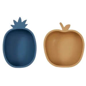 OYOY Yummy Snack Bowls Pineapple & Apple Blue/Light Rubber