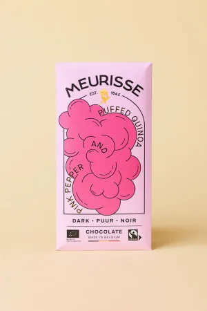 Puffed Quinoa and Pink Pepper 73% Dark Chocolate 100g