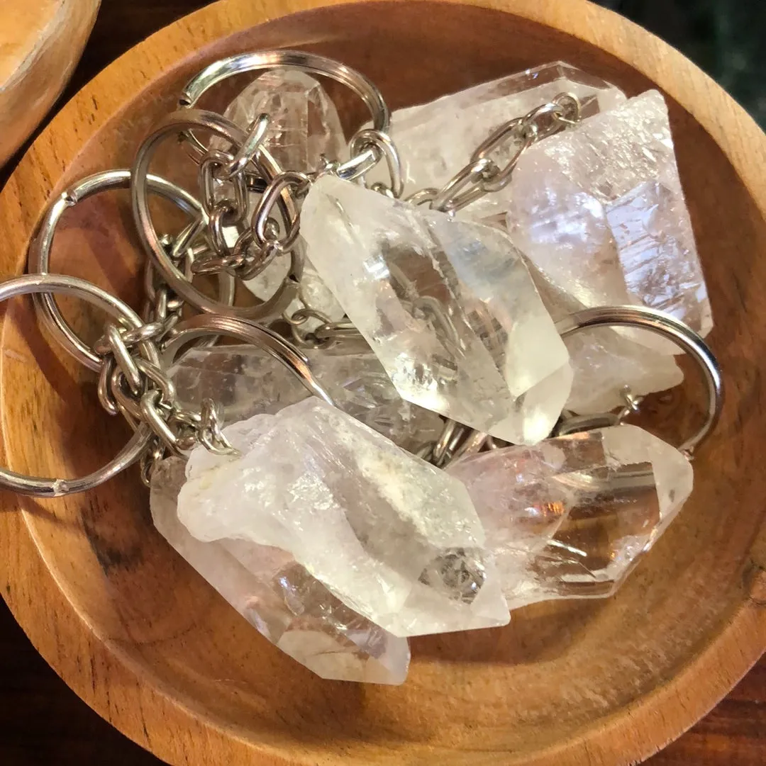 Quartz Crystal Point Keychain