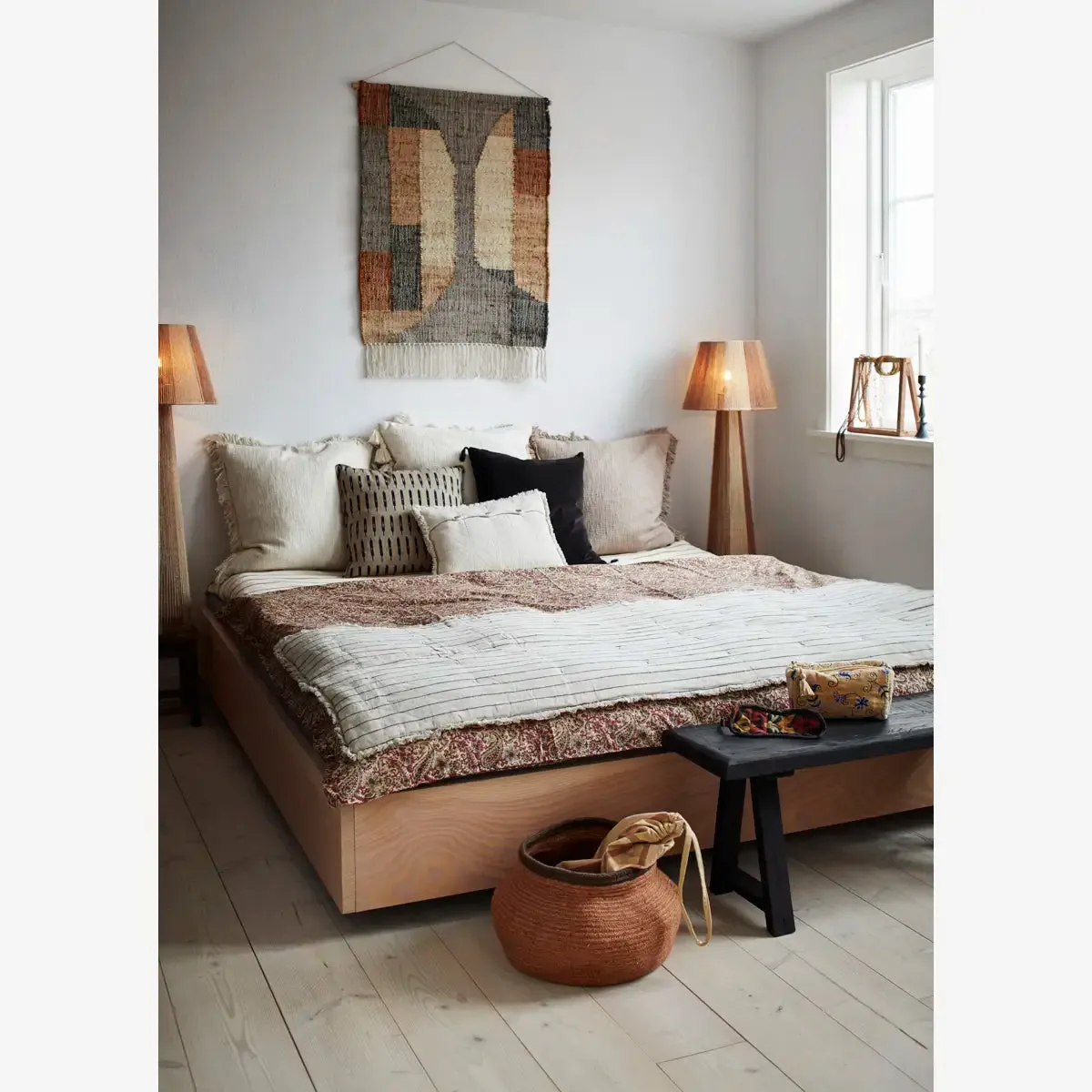 Recycled Wooden Bench - Black