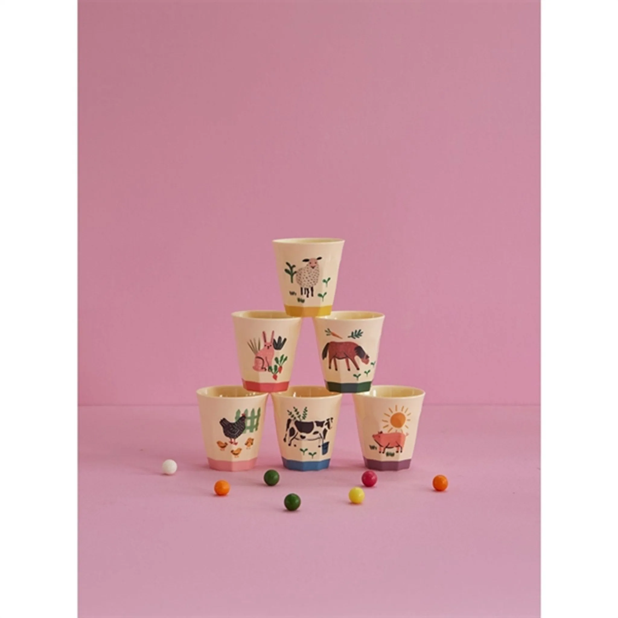 RICE Farm Totable Small Melamine Childrens Cup 6-pack