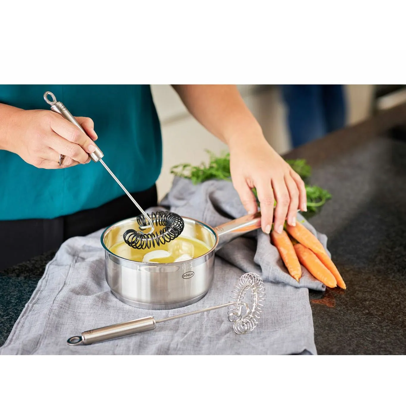 Rösle Spiral Whisk 8.5 X 27 Cm, Steel / Black