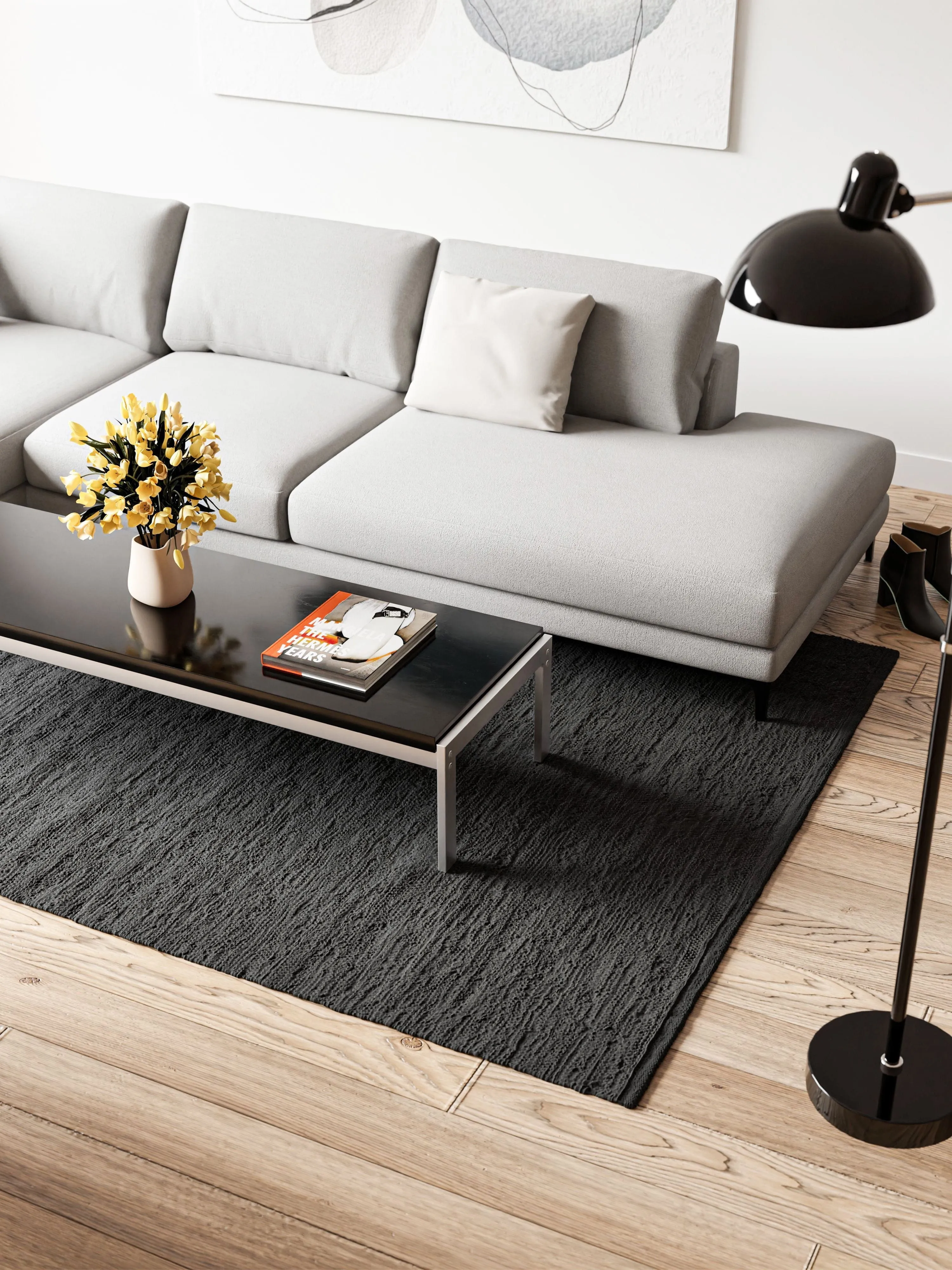 Rug Solid Cotton Rug 140 X 200 Cm, Charcoal