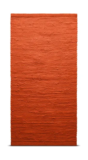Rug Solid Cotton Rug 140 X 200 Cm, Solar Orange