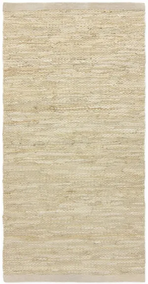 Rug Solid Leather Carpet Beige, 60 X 90 Cm