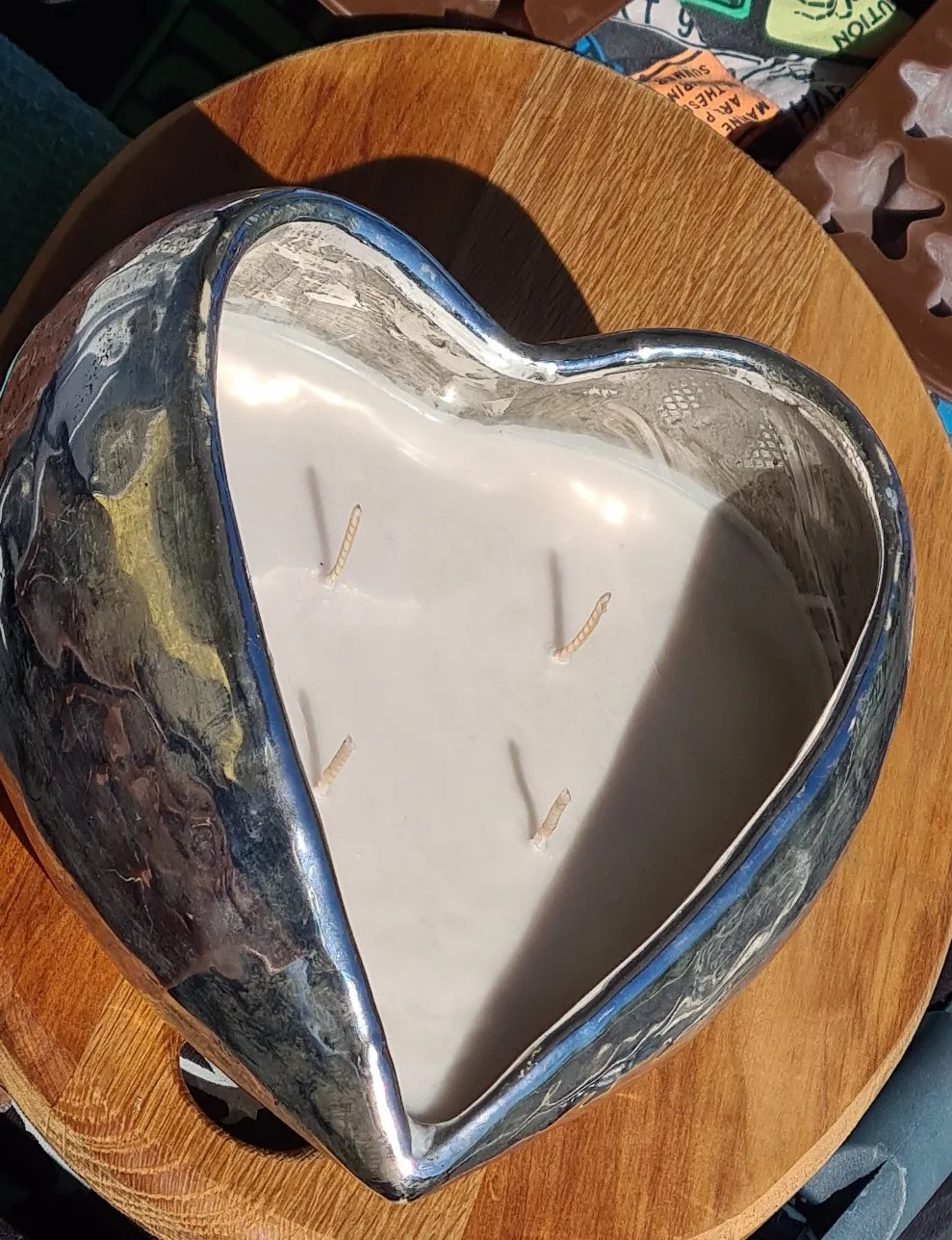 Sale💥ANTIQUE SILVER HEART 4 WICK SOY CANDLE