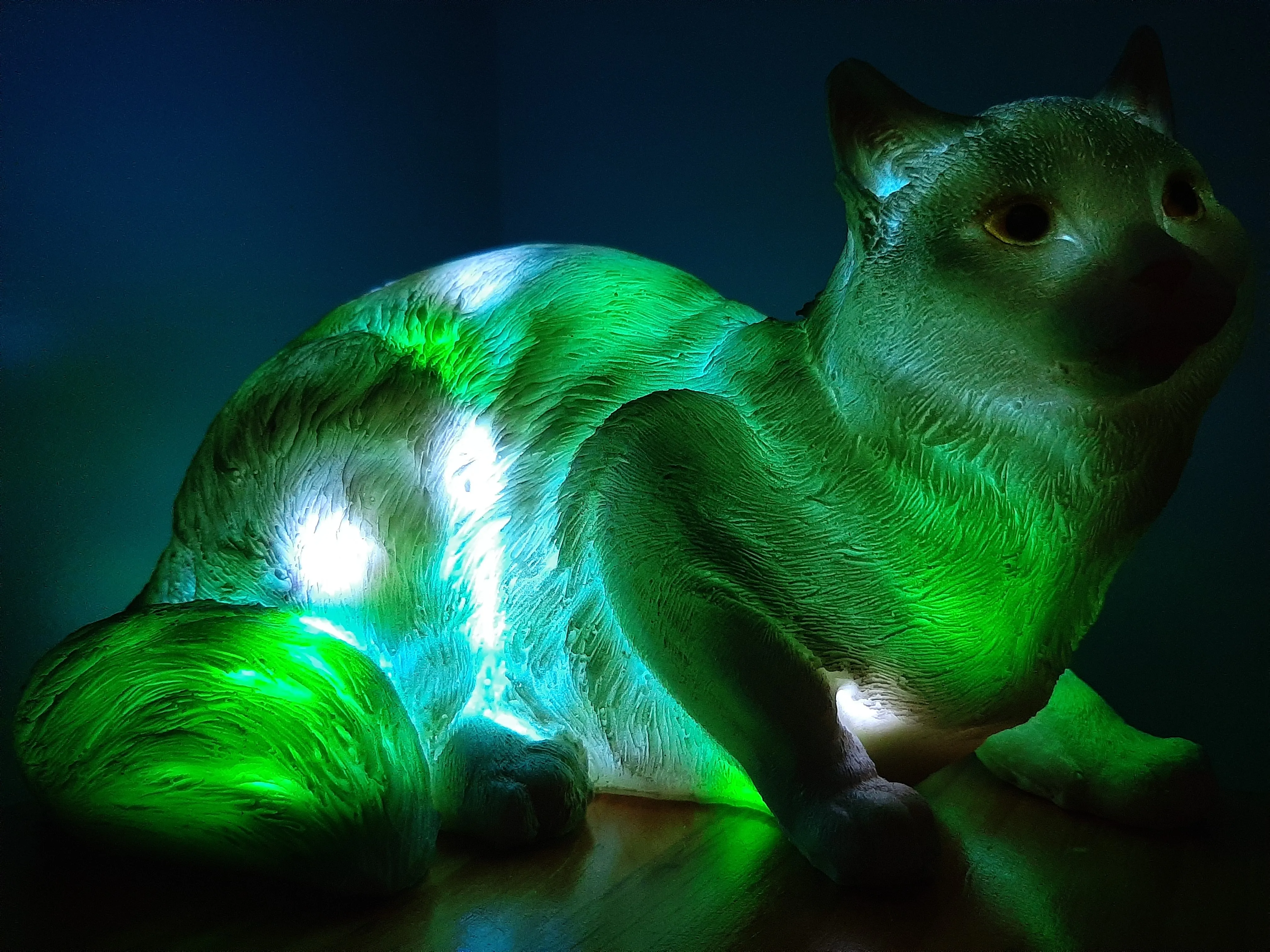 Sale💥MYSTICAL FELINE LAMP laying down-unique Made by me