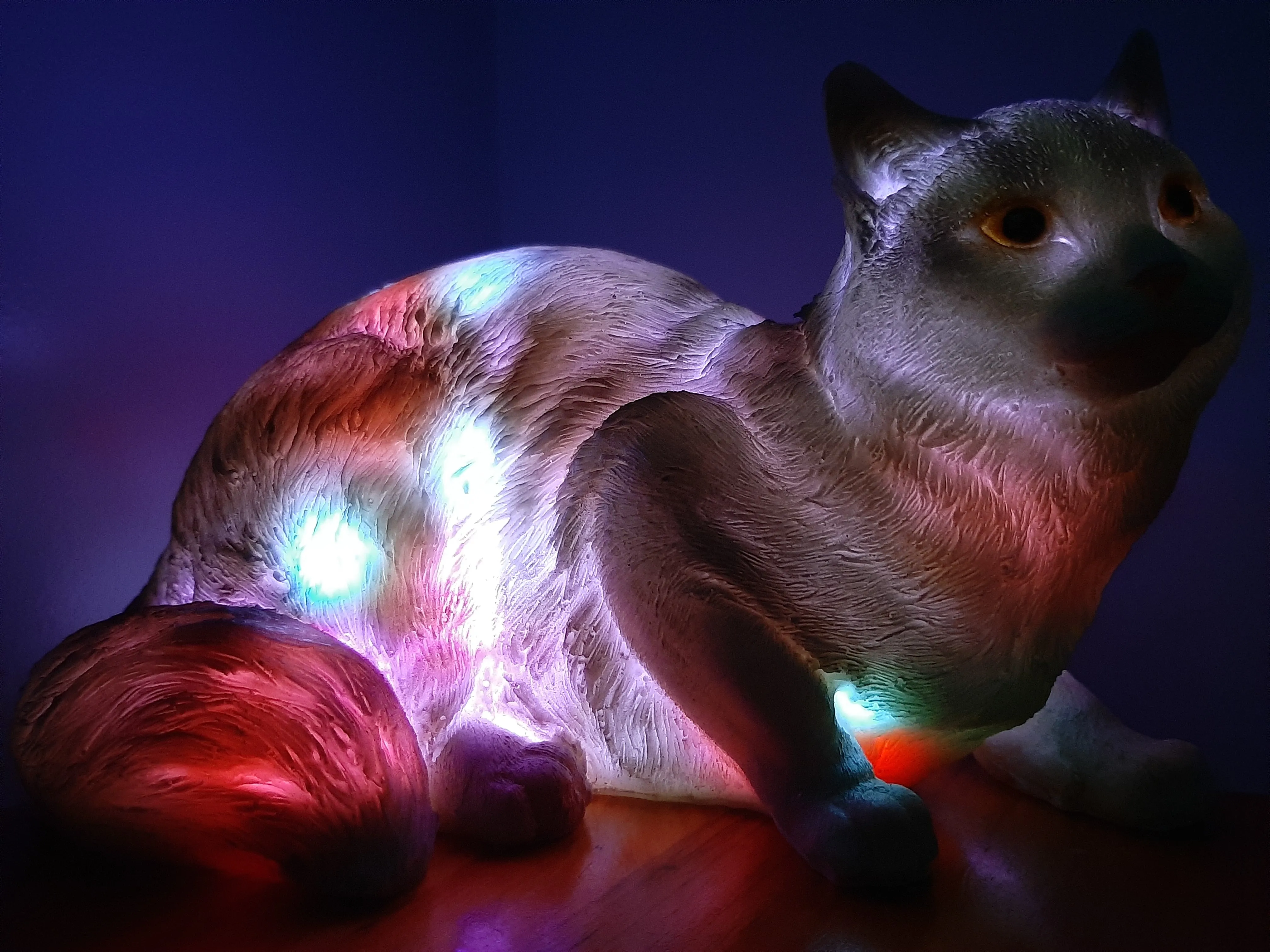Sale💥MYSTICAL FELINE LAMP laying down-unique Made by me