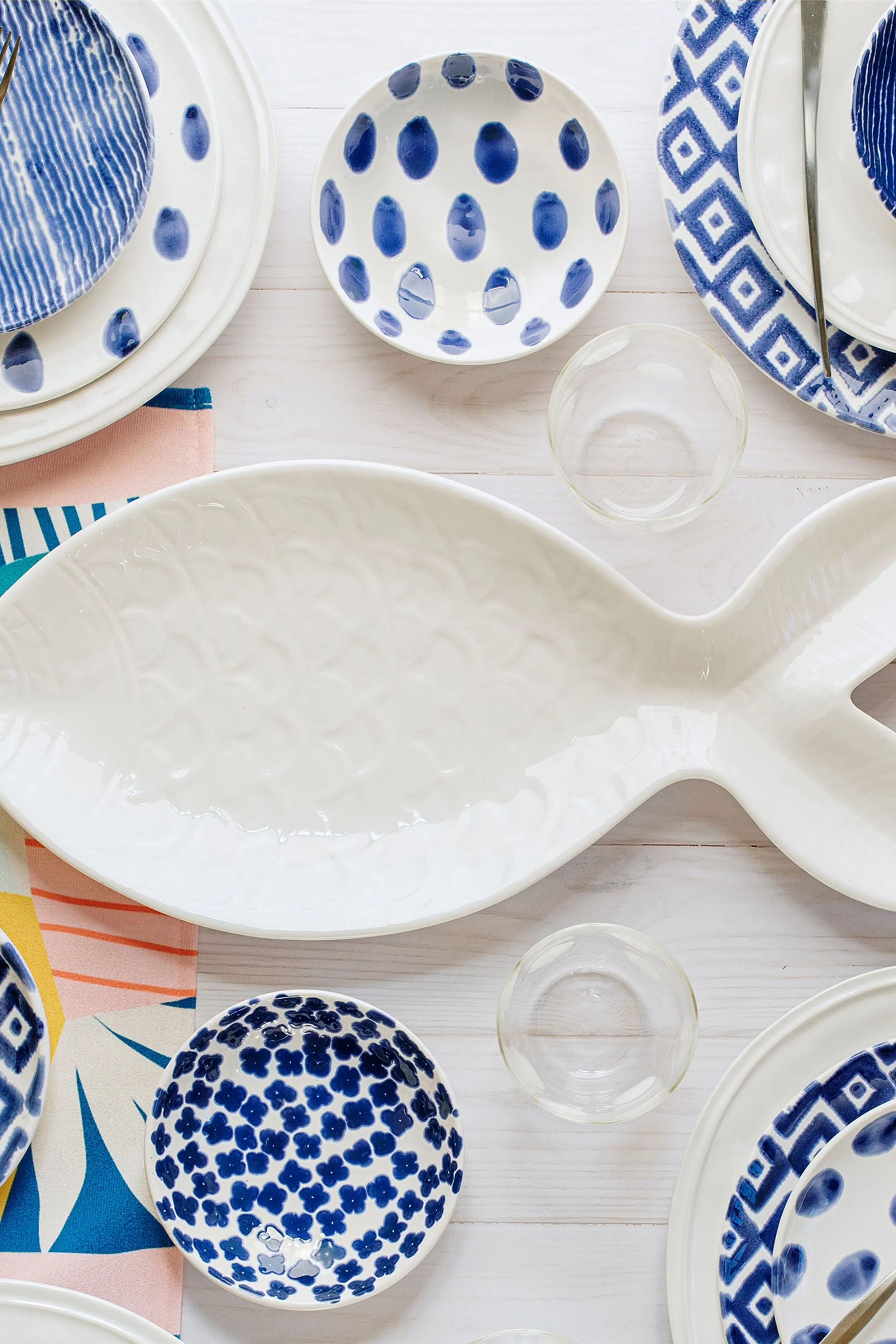 Santorini Large White Figural Fish Platter