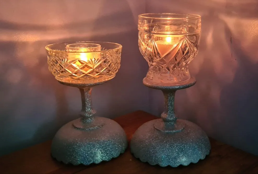 SET OF 2 HANDMADE CANDLE HOLDERS