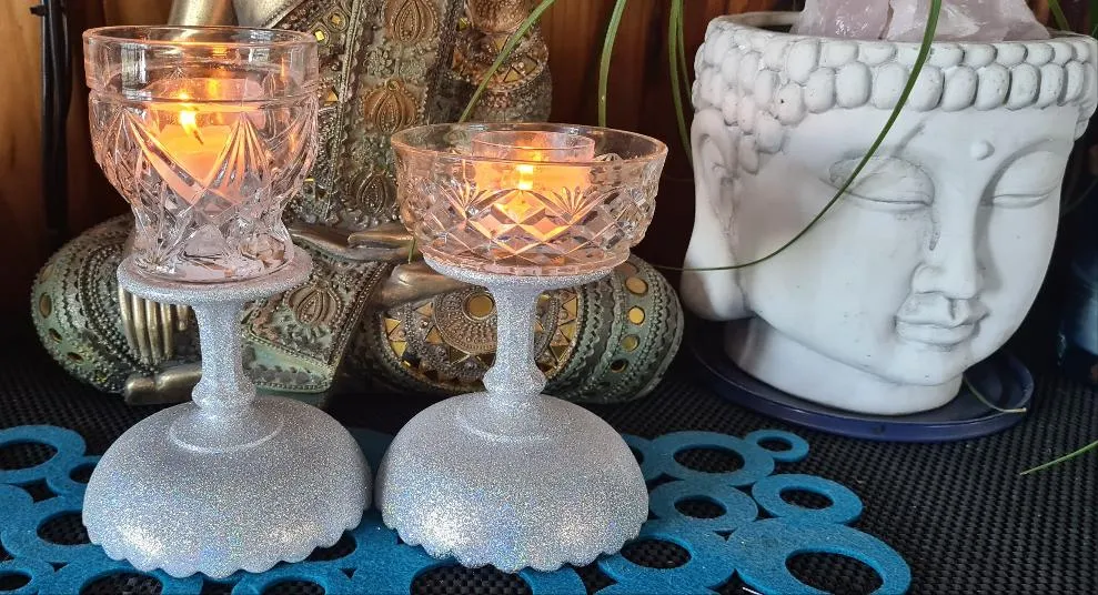 SET OF 2 HANDMADE CANDLE HOLDERS