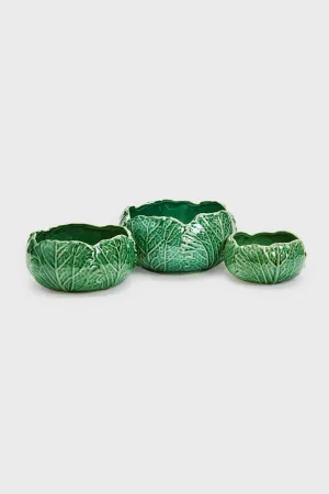 Set of 3 Cabbage Leaf Bowls