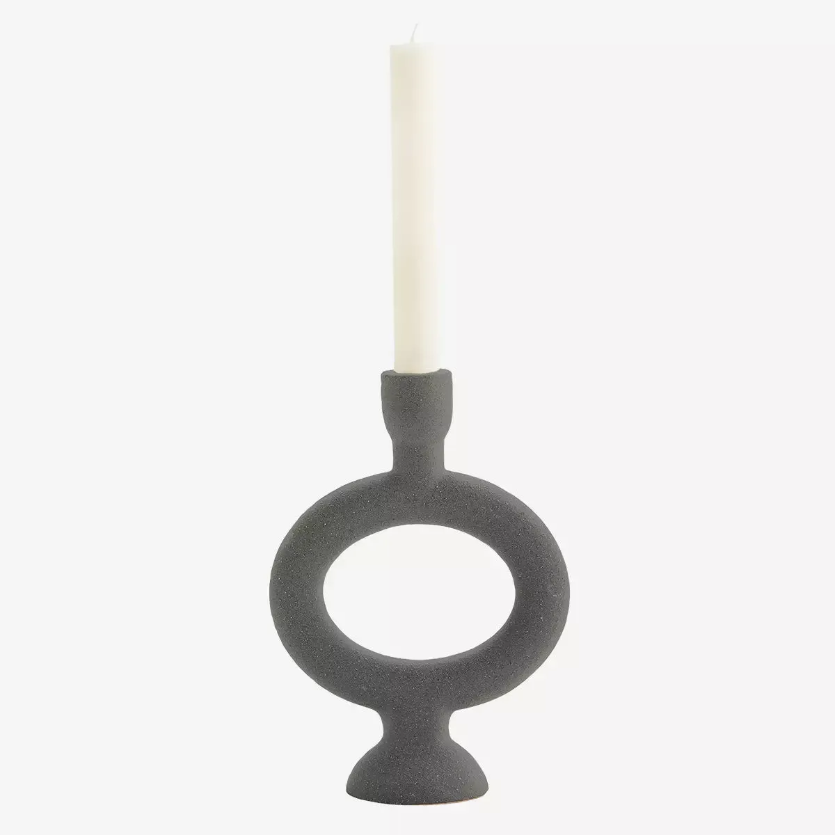 Stoneware Candle Holder - Matt Anthracite