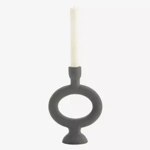 Stoneware Candle Holder - Matt Anthracite