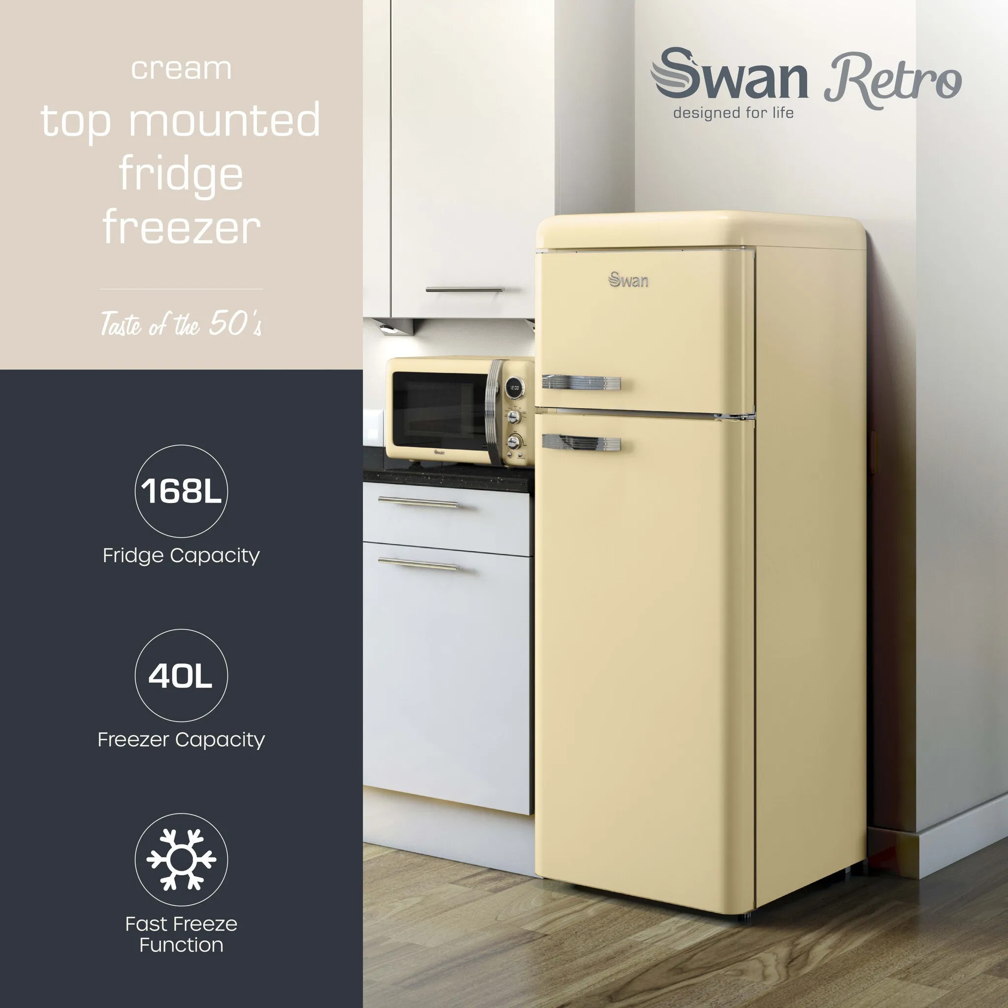 Swan SR11010CNE fridge-freezer Freestanding 168 L E Cream