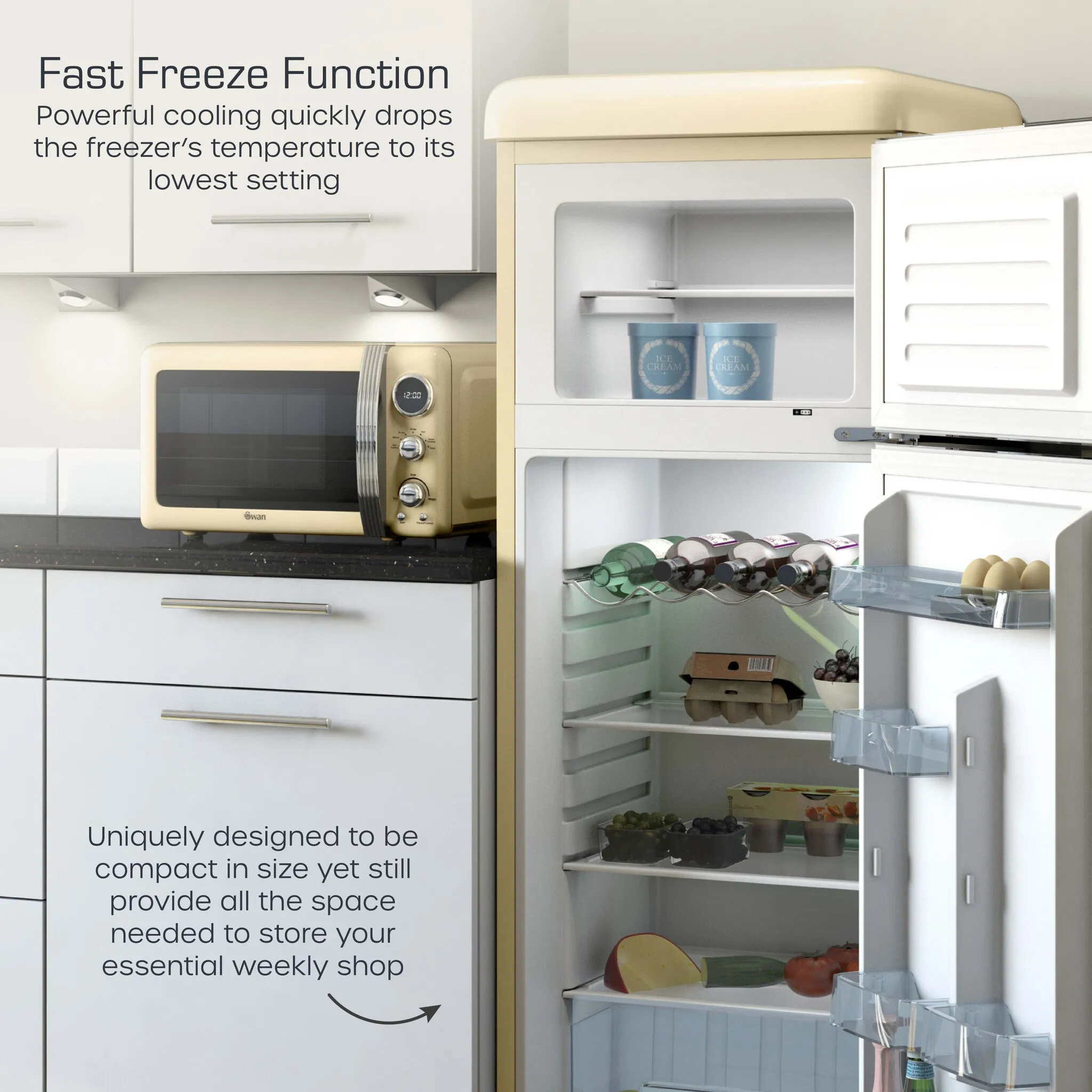 Swan SR11010CNE fridge-freezer Freestanding 168 L E Cream