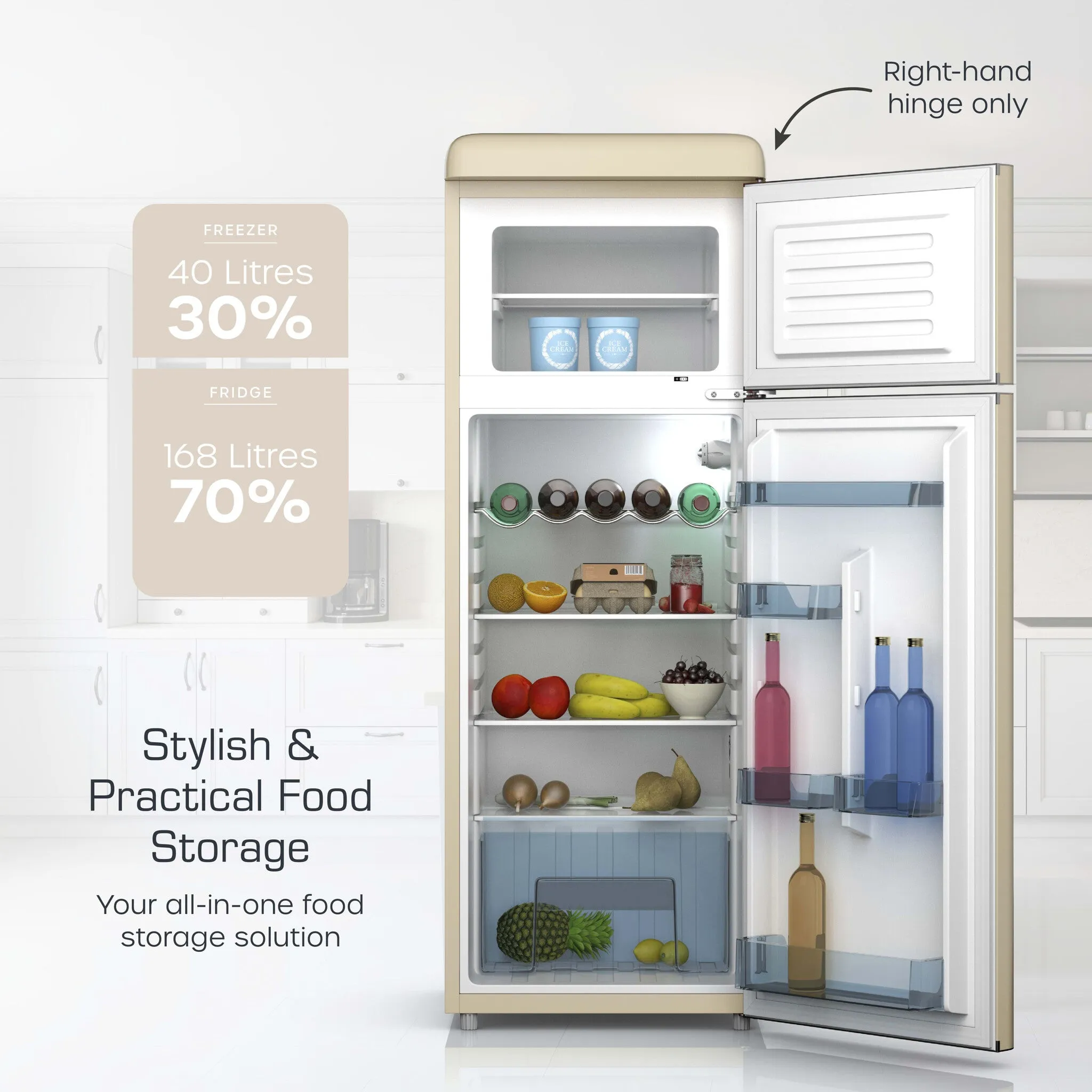 Swan SR11010CNE fridge-freezer Freestanding 168 L E Cream