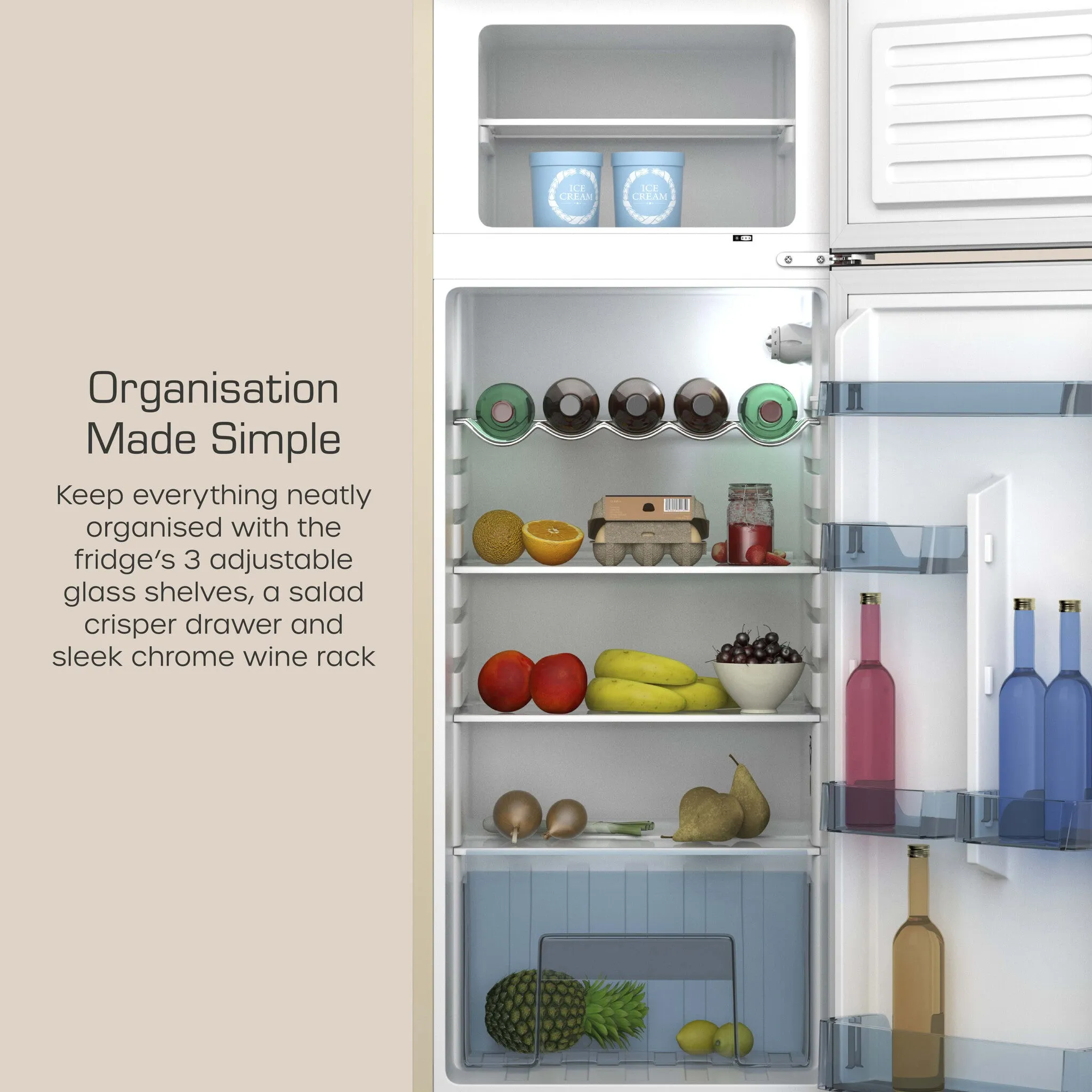Swan SR11010CNE fridge-freezer Freestanding 168 L E Cream