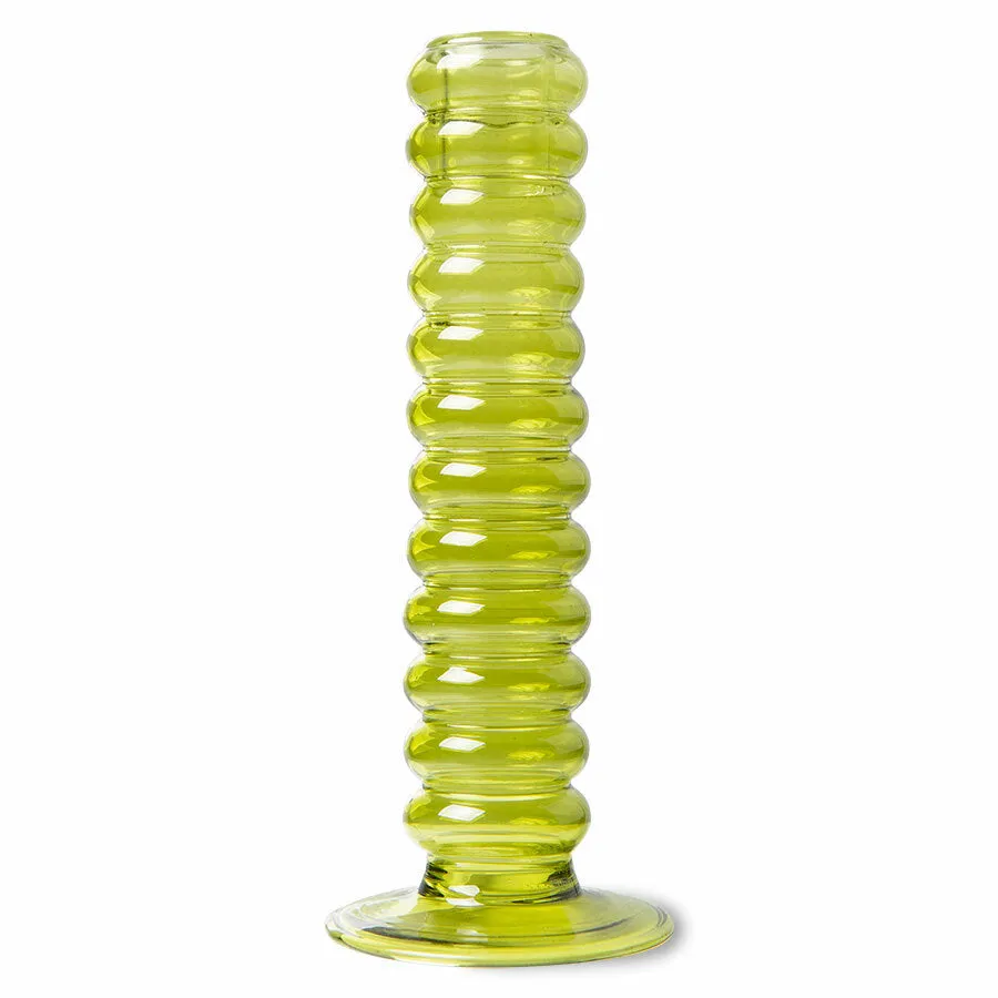 The Emeralds: Lime Green Glass Candle Holder Large
