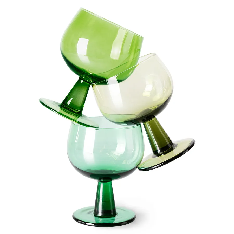 The Emeralds: Low Wine Glass Fern Green (Set of 4)