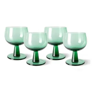The Emeralds: Low Wine Glass Fern Green (Set of 4)