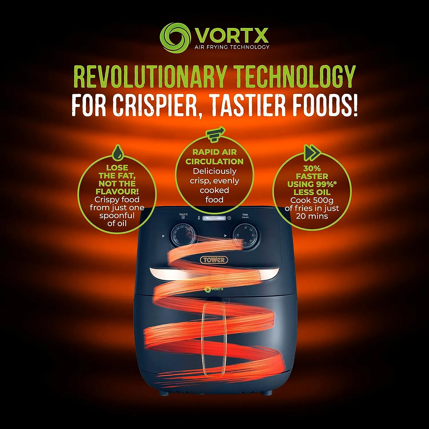 Tower Vortx 3.8L Colour Air Fryer - Midnight Blue