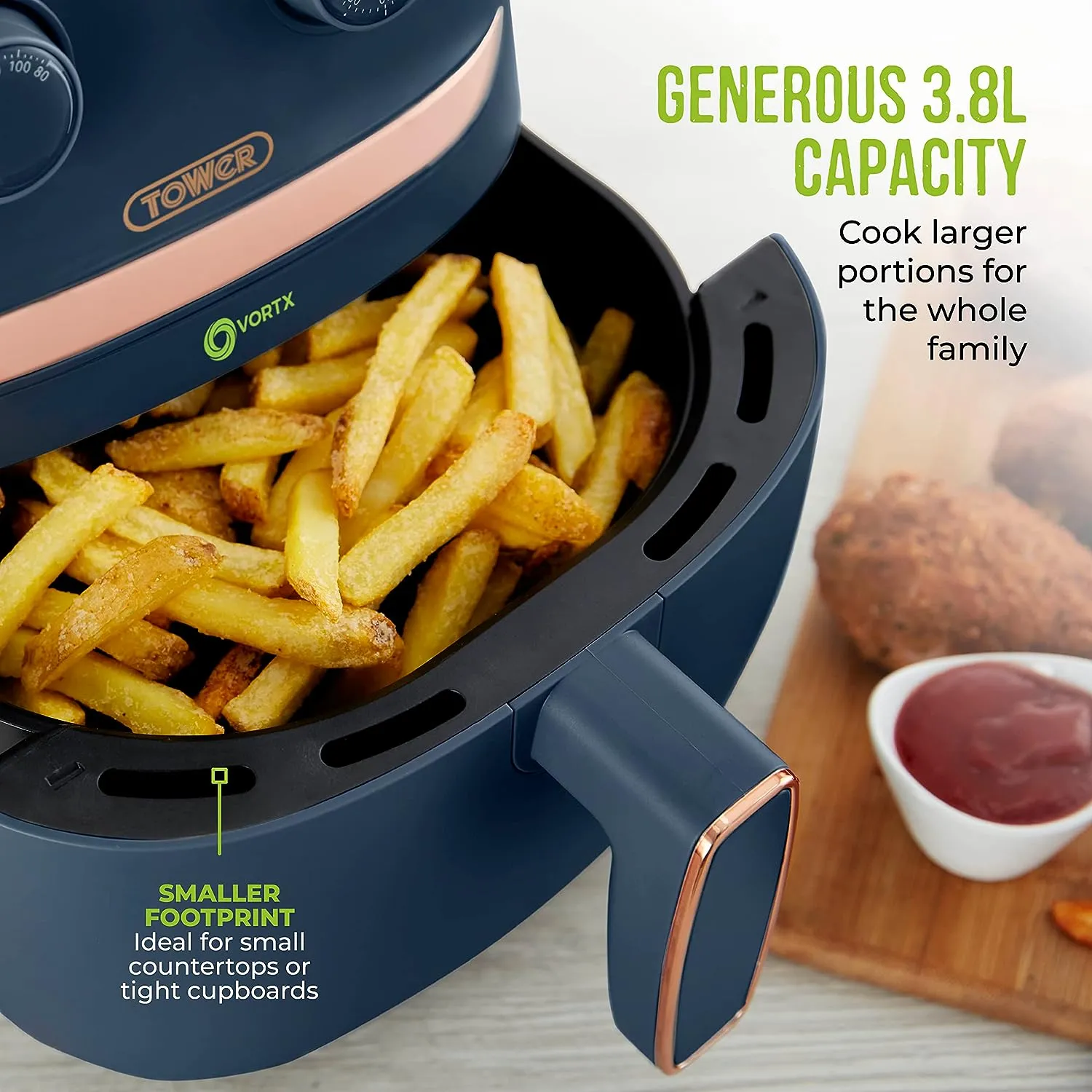 Tower Vortx 3.8L Colour Air Fryer - Midnight Blue