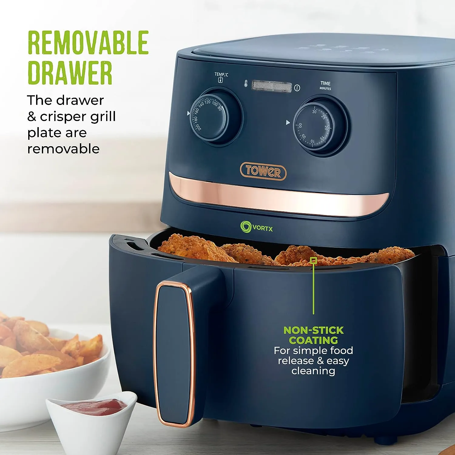 Tower Vortx 3.8L Colour Air Fryer - Midnight Blue
