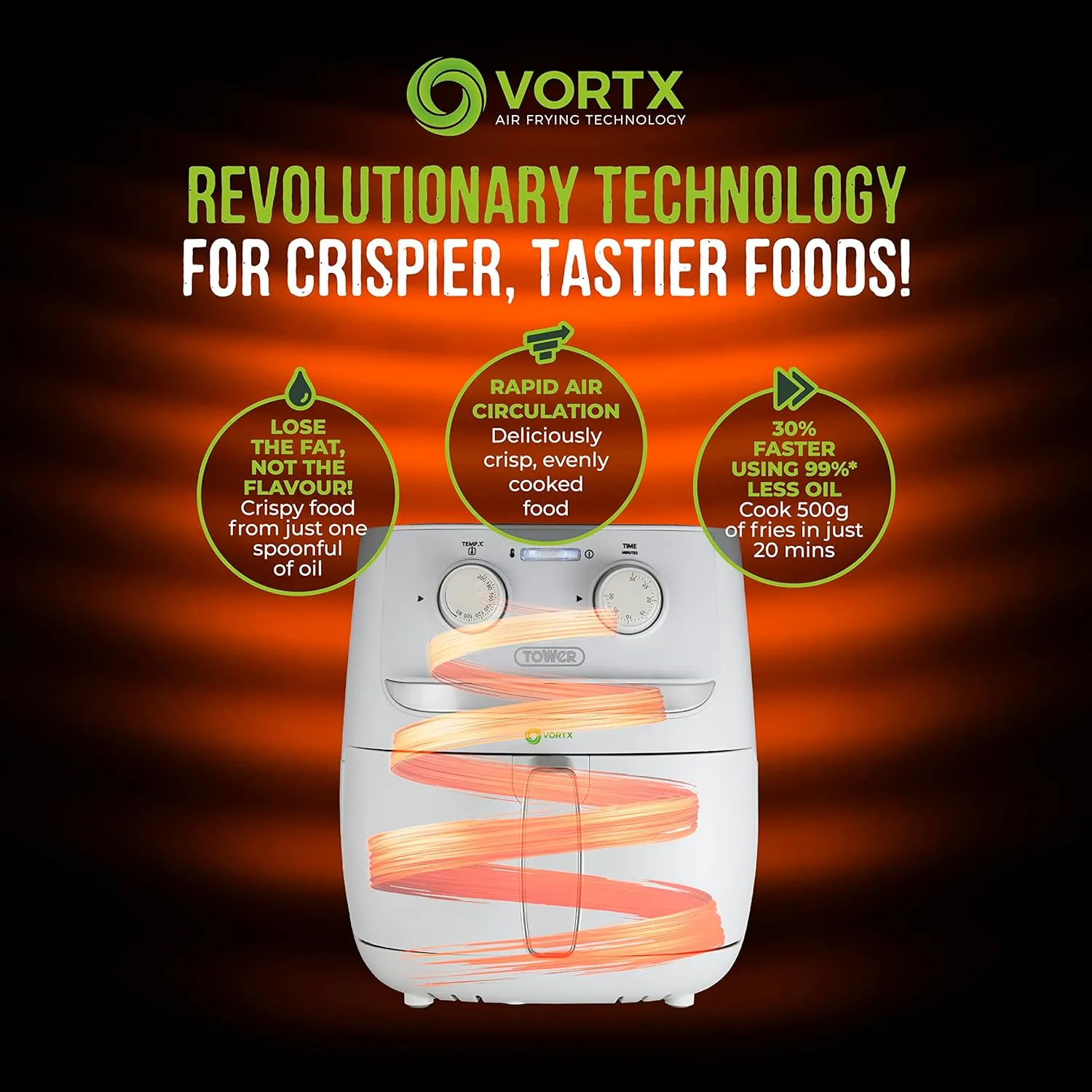 Tower Vortx 3.8L Colour Air Fryer- White