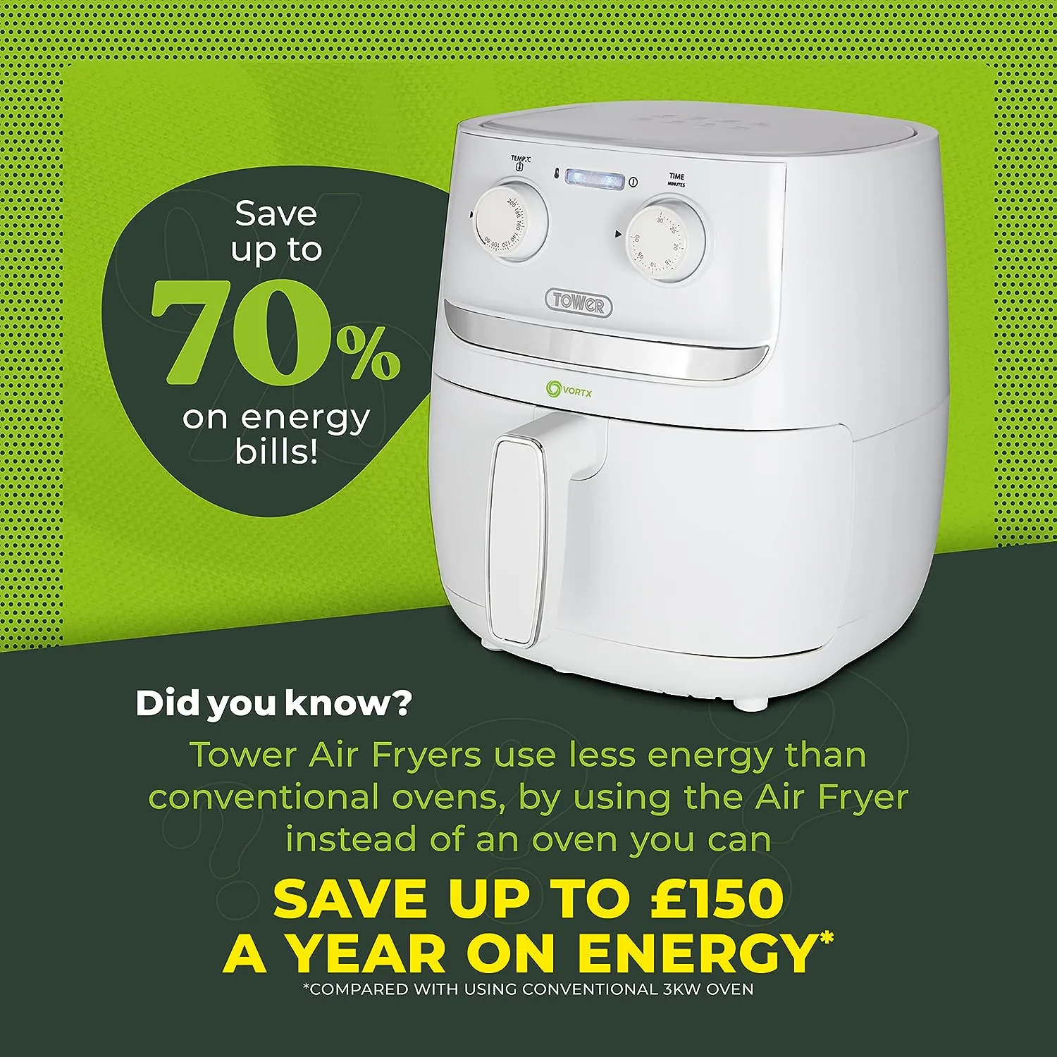 Tower Vortx 3.8L Colour Air Fryer- White