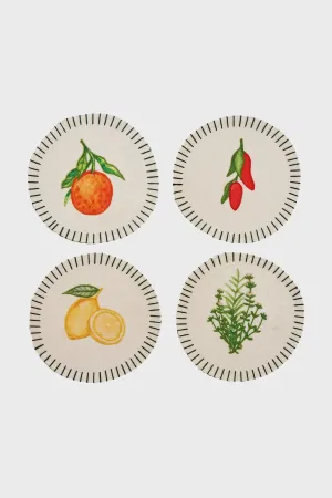 Vegetables Embroidered Linen Coasters (Set of 4)