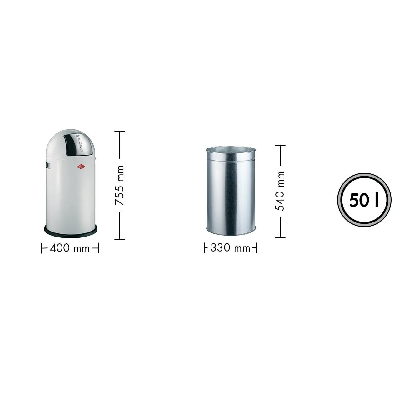 Wesco Pushboy 50 Litres, Cool Grey