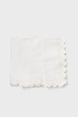 White Eyelet Embroidered Napkins Set of 4