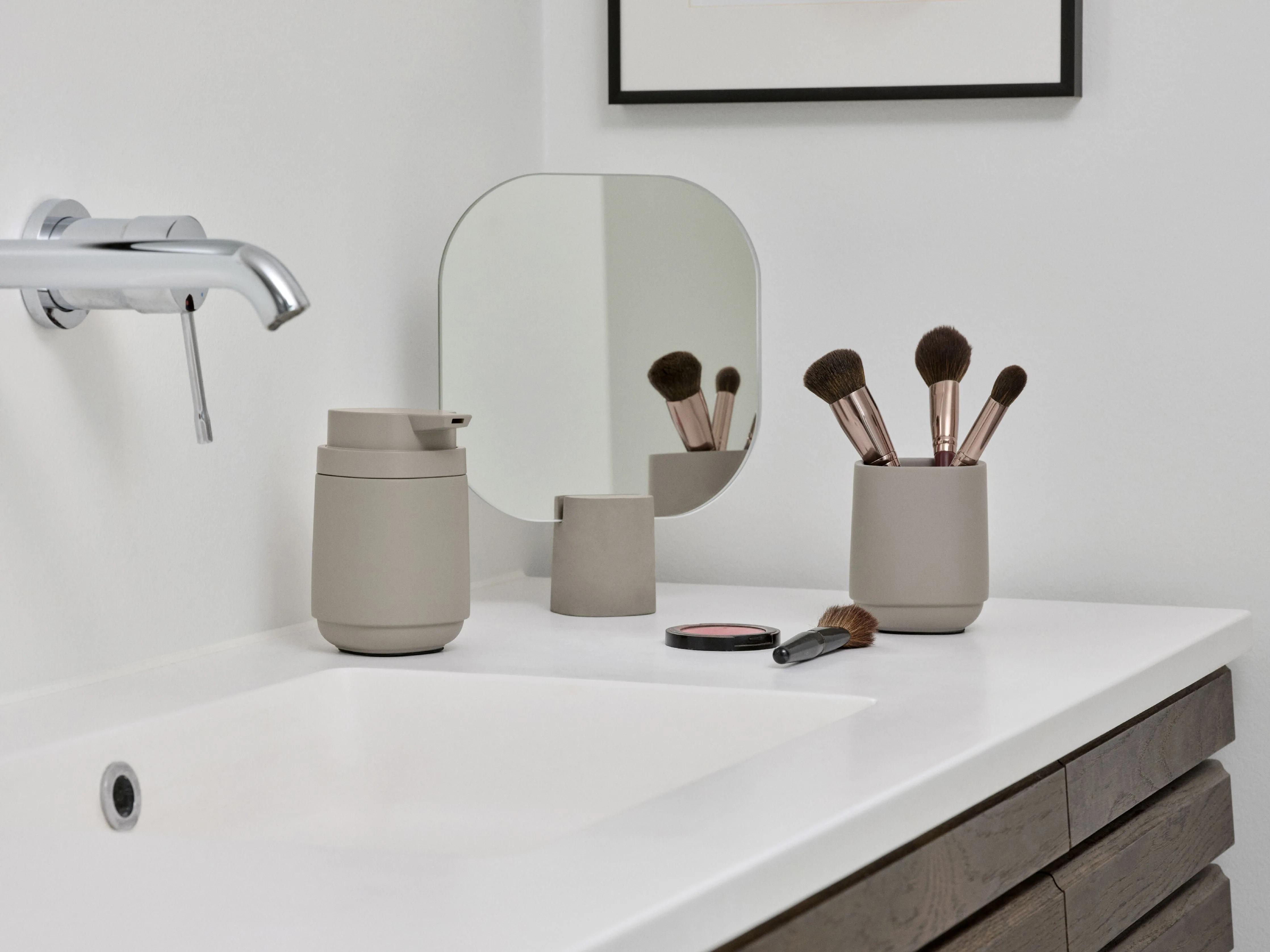 Zone Denmark Time Table Mirror, Concrete