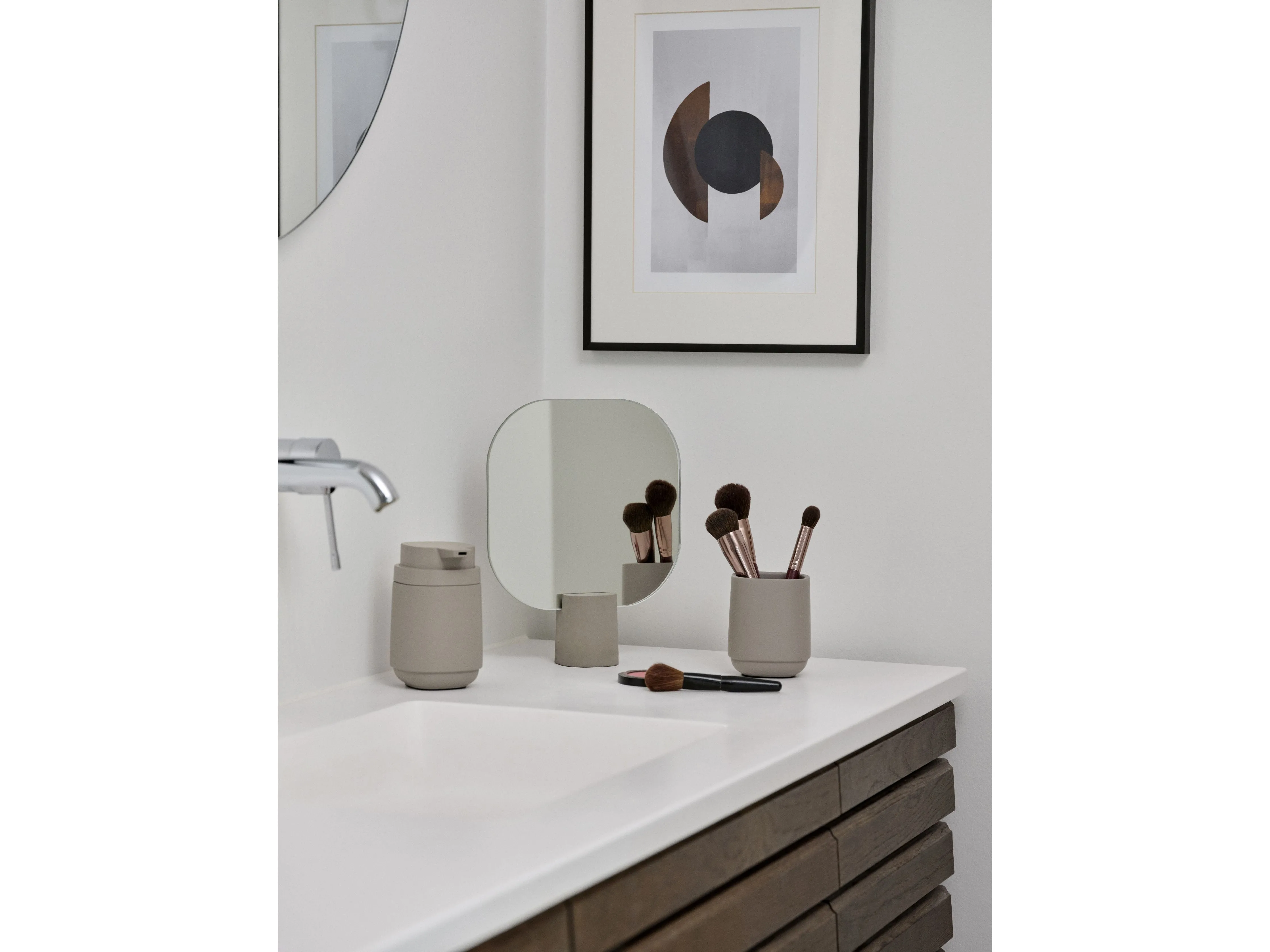 Zone Denmark Time Table Mirror, Concrete