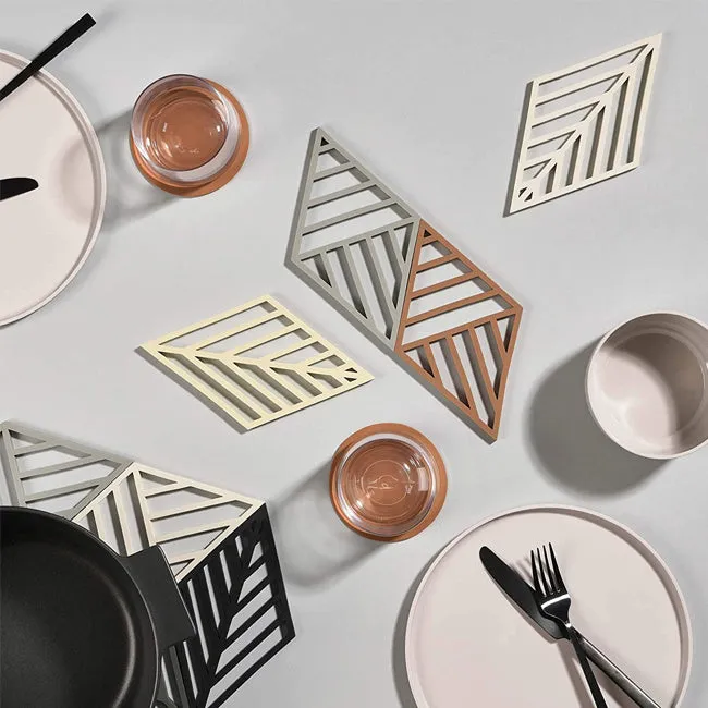 Zone | Rhombus Leaf Trivet Black Silicone 2/ST 20x11.5cm/8x4.5"